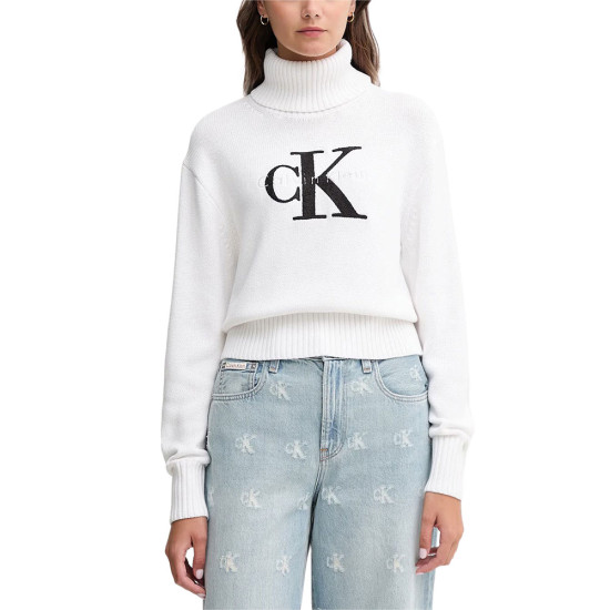 Calvin Klein Γυναικεία πλεκτή μπλούζα Chenille Monologo Sweater